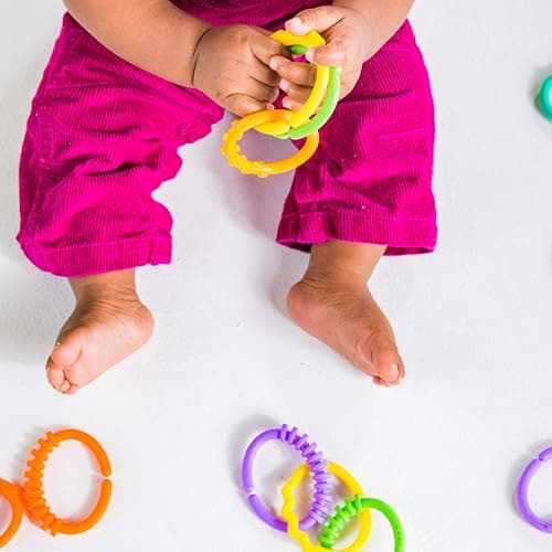 Bright Starts Lots of Links Rings Toys for Stroller or Carrier Seat, BPA-Free, Ages 0 Months Plus, Multicolor, 24 Count thumbnail 7