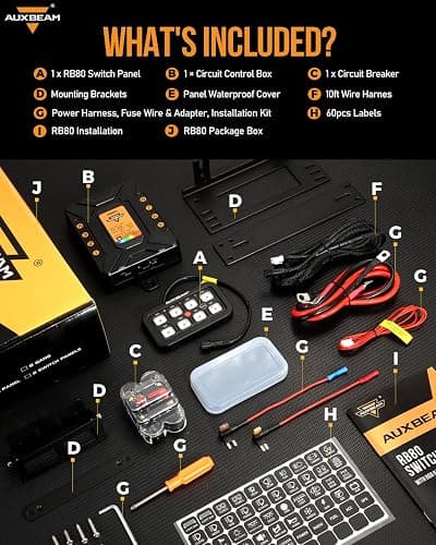 Auxbeam 8 Gang Switch Panel RB80 Toggle Momentary Pulsed RGB Dimmable Switch Panel Multifunction Panel Two Sided Output Marine Switch Panel IP65 Waterproof for Car Boat RV, 2 Years Warranty thumbnail 7