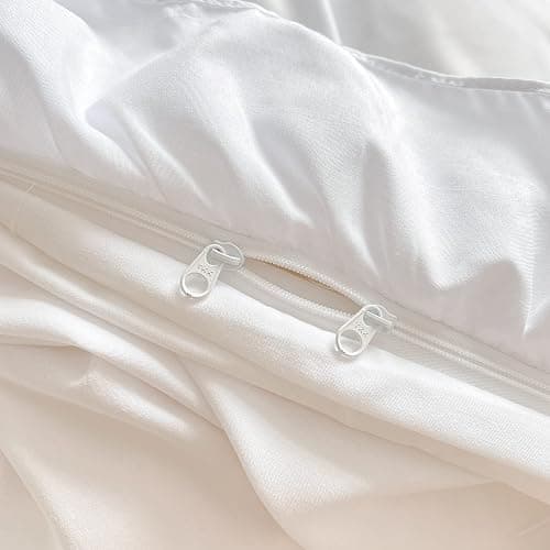 MOOWOO Chic Ruffle Lace Polyester Duvet Cover Set -Girl White Bedding-3 Piece Queen Duvet Cover with Zipper Closure -Ultra Soft and Light Weight (White, Queen)-No Comforter thumbnail 5