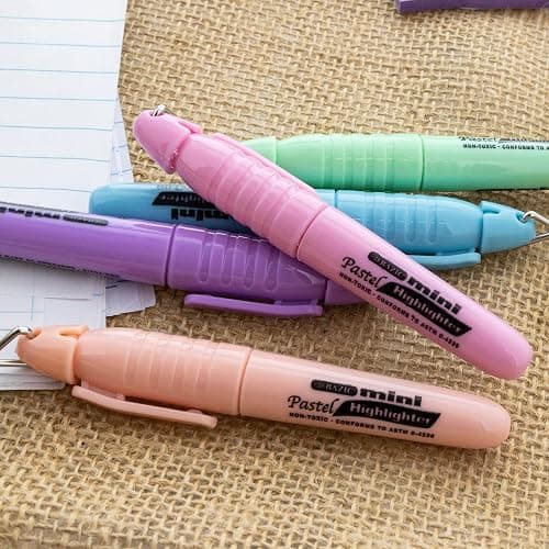 BAZIC Mini Highlighter Pen Pastel Color, Chisel Tip Broad Fine Line Highlighters Unscented (5/Pack), 1-Pack thumbnail 6