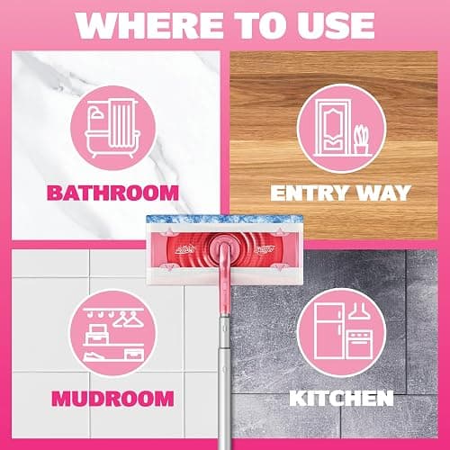 Swiffer Sweep and Mop Deluxe, Limited Edition Pink, 2-in-1 Floor Mopping and Sweeping Kit, Multi-Surface Kit for Floor Cleaning, Includes 1 Sweeper, 5 Heavy Duty Dry Cloths, 3 Heavy Duty Wet Cloths thumbnail 10