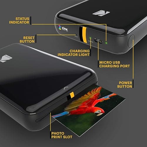 KODAK Step Instant Smartphone Photo Printer - Portable Mini Color Wireless Mobile Printer - Zink 2x3” Sticky-Back Photos - Bluetooth Compatible with iOS & Android Devices - Fun Editing App - Black thumbnail 2