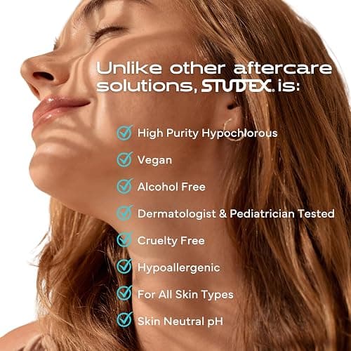 Studex Advanced 2-in-1 Piercing Aftercare & Cleanser – Hypochlorous Spray for Body and Ear Piercing, Hypoallergenic Formula for Sensitive Skin (Pack of 2) thumbnail 4