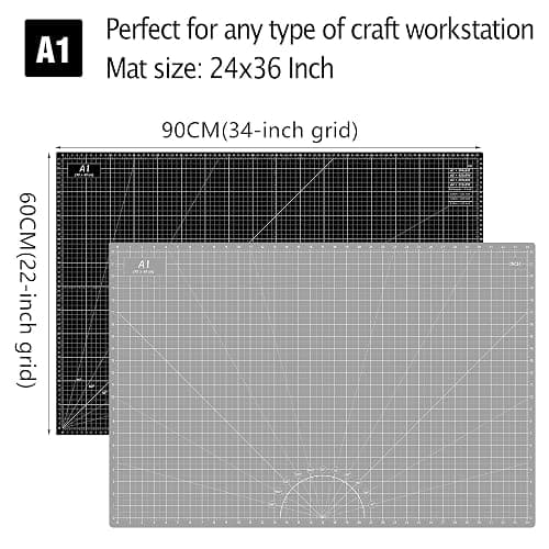 Headley Tools Thickened 24 x 36 Inch Self Healing Sewing Cutting Mat, A1 Rotary Cutting Sewing Mat for Crafts, Double Sided 5-Ply Table Cutting Board for Fabric Quilting Leather Hobby, Grey/Black thumbnail 2
