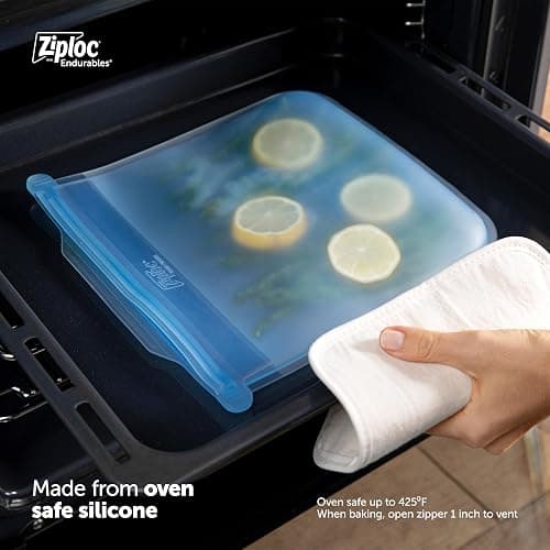 Ziploc Endurables Small, Medium, and Large Pouch, Reusable Silicone Bags and Food Storage Meal Prep Containers for Freezer, Oven, and Microwave, Dishwasher Safe thumbnail 3