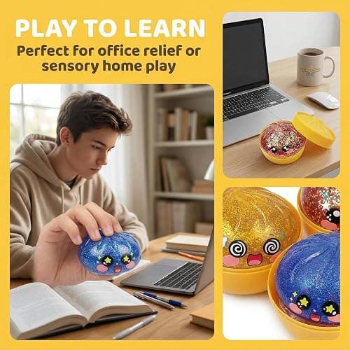 2-Pack Glitter Dumpling Squishy Set - Colorful Sensory Stress Relief Collections, Random Squishy Gift Box with Sparkly Dumplings for Party Favors & Collectibles (Random-2 PCS) thumbnail 3