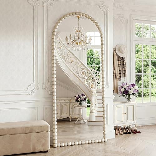 FlyEcho Antique Silver Full Length Mirror 71x28 in, Beaded Standing Mirror | Vintage Arched Large Floor Mirror with Stand Wall Mounted Mirror Decorative for Bedroom Living Room Cloakroom, PU Frame thumbnail 3