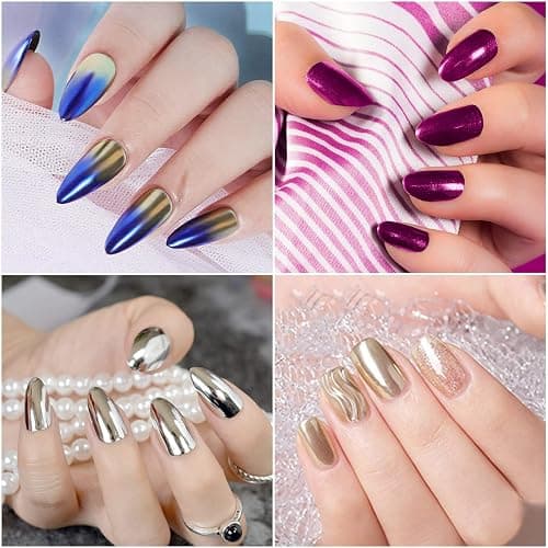 MELLIEX 8 Döschen Metallic Glitzerpuder, Nail Art Chrome Pigment Pulver Spiegel Effekt Nagelpuder für Nägel Dekoration thumbnail 6