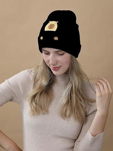 Bavace Capybara Hat Beanie Gifts for Women Men Funny Capybara Lover Christmas Birthday Decoration Embroidered Knit Gifts thumbnail 4