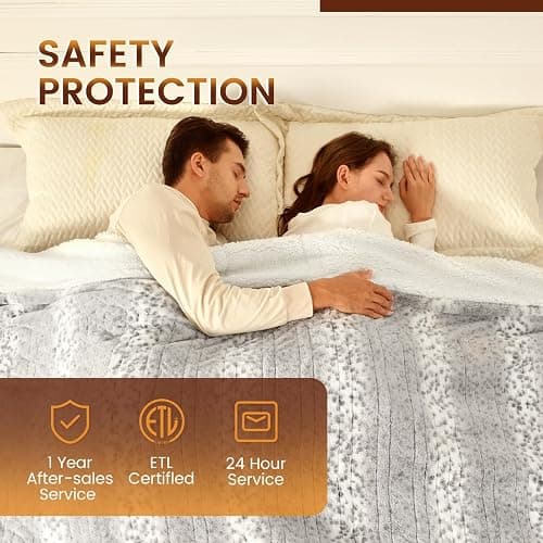 Bearhug Electric Heated Throw Blanket 50" x 60", Reversible Faux Fur & Sherpa, 6 Heating Levels & 4H Auto Off, Over-Heat Protect, ETL Certification, Machine Washable thumbnail 5