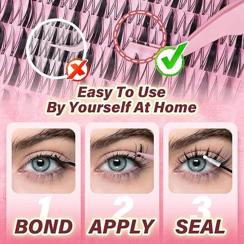 NYCAAR Fairy Lash Clusters Kit Spiky Manga Lash Clusters D Curl 144Pcs 8-18mm Lash Extension Kit Wispy Invisible Band Lashes Kit with Bond and Seal,Applicators DIY at Home(Fairy) thumbnail 9