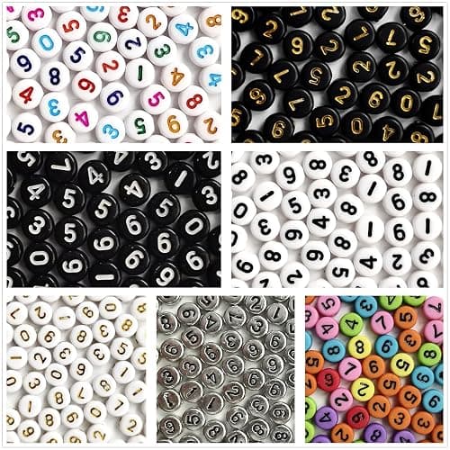 Amaney 700Pcs 7x4mm 7 Colors Mixed Number Beads Acrylic Round Shape Each Color 100Pcs thumbnail 7