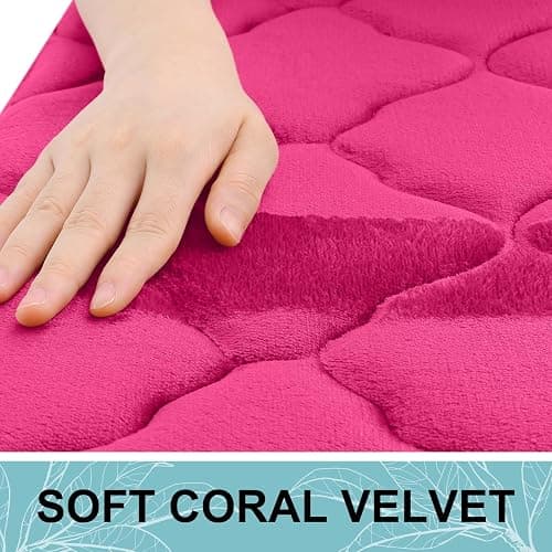 OLANLY Memory Foam Bath Mat Rug 24x16, Ultra Soft Bathroom Rugs, Deep Pink | Thick Absorbent Carpet, Non-Slip Backing, Machine Washable, for Bathroom Floor, Tub, Shower and Home Decor Accessories thumbnail 3