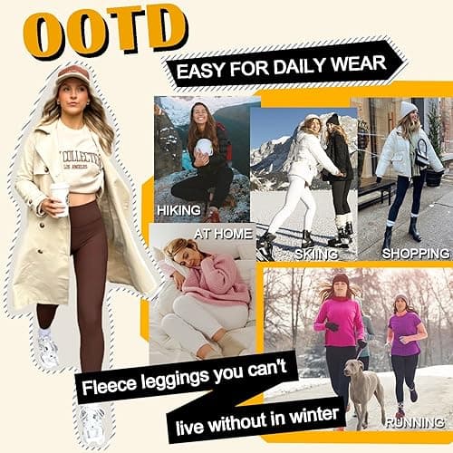 FULLSOFT Fleece Lined Leggings Women Tummy Control High Waisted Workout Winter Warm Soft Yoga Pants - Large-X-Large - A-black thumbnail 4