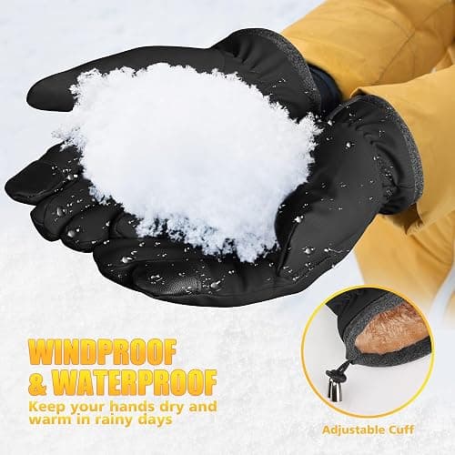 ihuan Winter Waterproof Ski Gloves Men Women, Snow Warm Cycling Cold Weather, Driving Biking Running thumbnail 4
