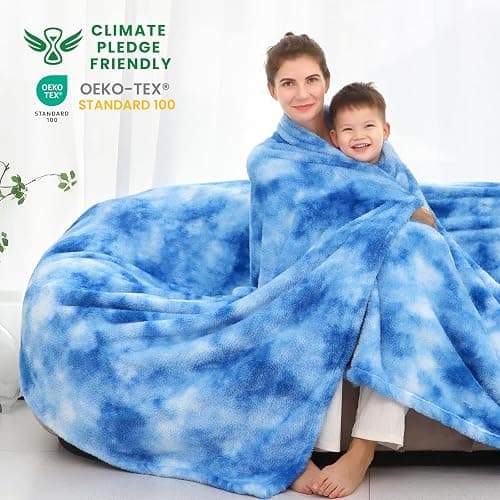 Blue Fleece Blanket, Soft Plush Microfiber Throw for Couch, Sofa, Bed, Luxury Cozy Warm Lightweight Blanket, Living Room Bedroom Home Decor, Travel Camping Gifts for Women and Men thumbnail 3