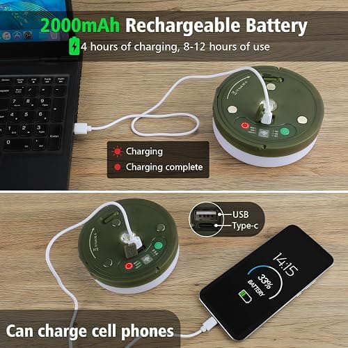 2PCS Camping String Lights 33ft, 4 in 1 Rechargeable 100LED Outdoor Tent String Lights with 14 Lighting Modes Remote Control Waterproof with Timer Function for Camping Gear Essentials Hiking Garden thumbnail 6