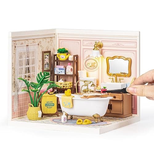 Rolife Super Creator-DIY Plastic Miniature House for Adults, Mini Blocks Model Kit Building Set for Teens 8-12, DIY Crafts/Hobbies/Building Blocks Toys for Teens&Adults (Pop Bubble Bathroom) thumbnail 10