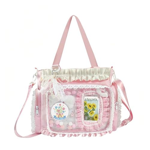KJEYOB Ita Bag,DIY Clear Pin Display Bag with Insert and Accessories,Anime Kawaii Ita Crossbody Purse,Women Y2K Shoulder Bags - Image 1
