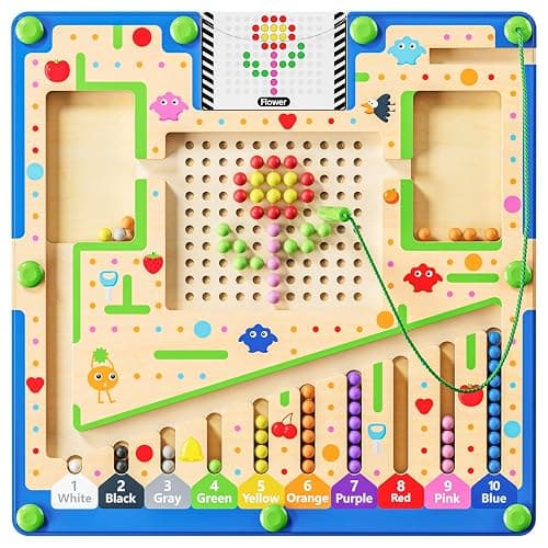 zhiwuzhu 2 in1 Magnetic Color and Number Maze,Wooden Montessori Preschool Learning Activities Toys,Toddler Travel Essentials Toys,3 4 5 Year Old Boy Girl Birthday Gift Toys - Image 1