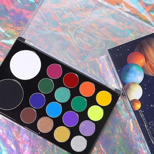 UCANBE Face & Body Paint, Water Activated SFX Makeup Palette - Extra Large White & Black Pan, Professional 18 Color Safe Non Toxic Art Painting Kit for Halloween, Cosplay, Parties, Theater & Stage thumbnail 7