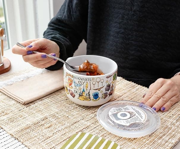 Harry Potter Hogwarts Destination Ceramic Soup Mug Bowl With Vented Lid and Handle For Ice Cream, Cereal, Beverages | Holds 24 Ounces thumbnail 8