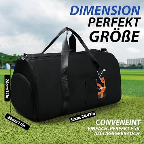 DAYGOS Sporttasche Herren, Reisetasche mit Schuhfach & Nassfach, Wasserdicht 40L Sporttaschen Sportbeutel Schwimmtasche Trainingstasche für Sport, Gym & Fitness, Weekender Reisen Duffel Bag (Schwarz) thumbnail 8
