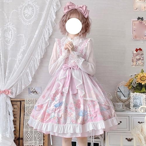 Packitcute Teens Lolita Prinzessin Party Kleid Kawaii Bunny Print Schleife Rüschen Ärmellos A-Linie Niedliche Kleider Cosplay Kostüm thumbnail 2