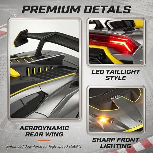 YESHIN 1：24 Lamborghini Haracan Drifting Car Gray, Lamborghini Toy Car, RC Cars for Boys Age 8-12, 2.4GHz Remote Control Car with Light thumbnail 5
