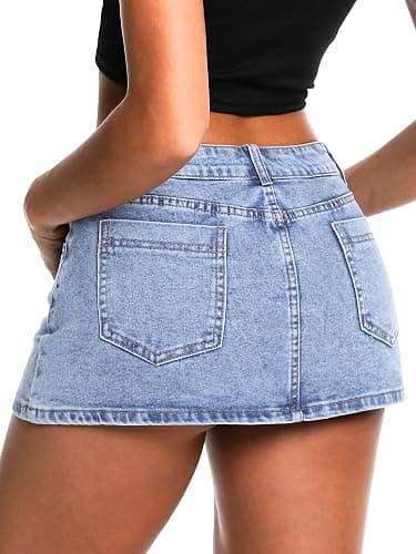 ELLEVEN Low Rise High Stretch Mini Skort Skirt for Women,Denim Skort Shorts with Pockets thumbnail 4