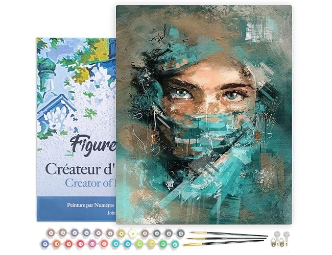 Figured'Art Dipingere con i Numeri con Telaio - Paint by Numbers Sguardo ammaliante, Passatempo per Adulti, Kit Completo, Hobby Creativi - Quadri fai da te 40x50cm Tela Già Incorniciata - Image 1