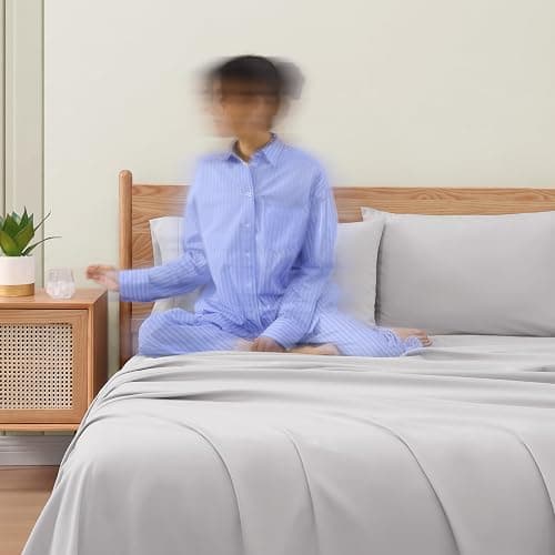UGG Full Sheet Set 4-Piece Luxury Cooling Sheets Deep Pockets Premium Bedding with 2 Pillow Shams Hypoallergenic Machine Washable Soft Lightweight Bed Set for Bedroom, Full, Stone Grey (Hedi) thumbnail 7