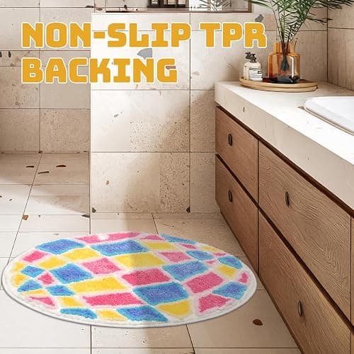 Percozzi 80's Disco Ball Bath Rug 25.5" Music Funky Bathroom Mat Absorbent Tufted Rug Area Mat with Non-Slip Backing Bath Mat for Vintage Retro Rugs Gift for Disco Lover thumbnail 8