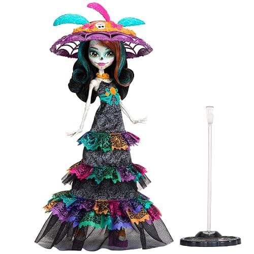 Monster High Doll, Skelita Calaveras Día De Muertos 2024 Howliday Collectible with La Catrina Hat, Papel Picado Dress, and Displayable Packaging thumbnail 5