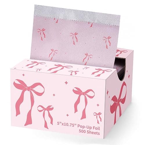 AmazingSpark Pink Bow Hair Foils for Highlighting, 5"w x 10.75"L Aluminum Pop up Hair Foil for Stylist Color Application and Highlighting Services, Non Slip 500 Pop up Foil Sheets - Image 1
