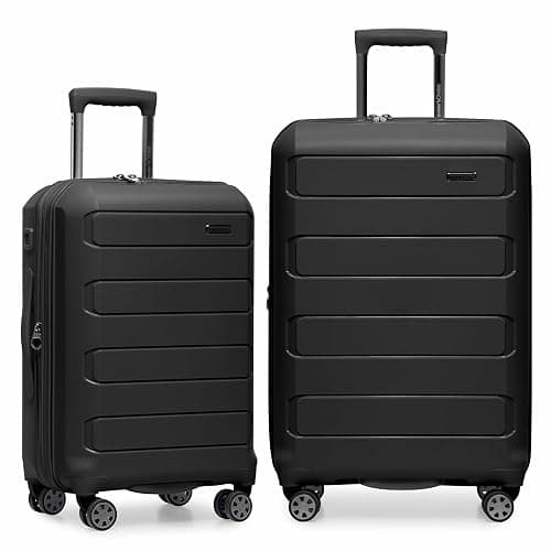 Traveler's Choice Pagosa Indestructible Hardshell Expandable Spinner Luggage, Black, 2-Piece Set (22/26) - Image 1