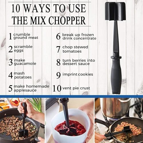 Meat Chopper, 5 Curve Blades Ground Beef Masher, Heat Resistant Meat Masher Tool for Hamburger Meat, Ground Beef, Turkey and More, Nylon Hamburger Chopper Utensil Non-scratch Utensils thumbnail 4