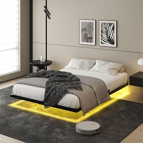 HOMBCK Floating Bed Frame Full Size with LED Light, Modern Metal Bed Frame, No Box Spring Needed, Noise Free, Easy Assembly thumbnail 8