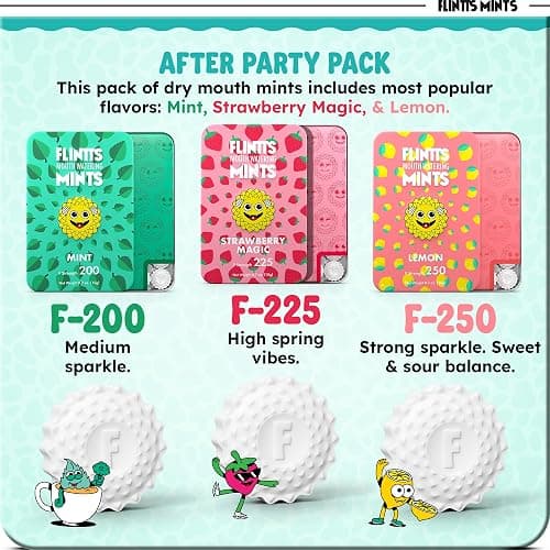 Flintts Mints After Party Pack – Sugar Free Mouthwatering Mints for Dry Mouth Relief & Freshness – Vegan Oral Health Support with Sparkle Effect – Pocket Travel Saliva Substitute, Lozenges Alternative thumbnail 3