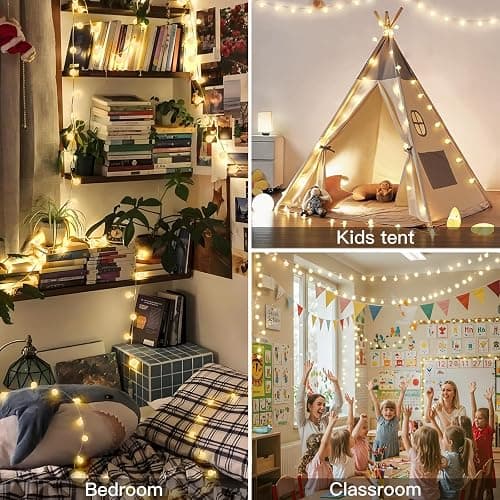 suddus String Lights for Bedroom, 33ft 100 Led Connectable Globe String Lights Indoor, Hanging Fairy Lights Plug in with Remote for Kids Room Dorm Classroom Outdoor Christmas Tree Decor, Warm White thumbnail 2