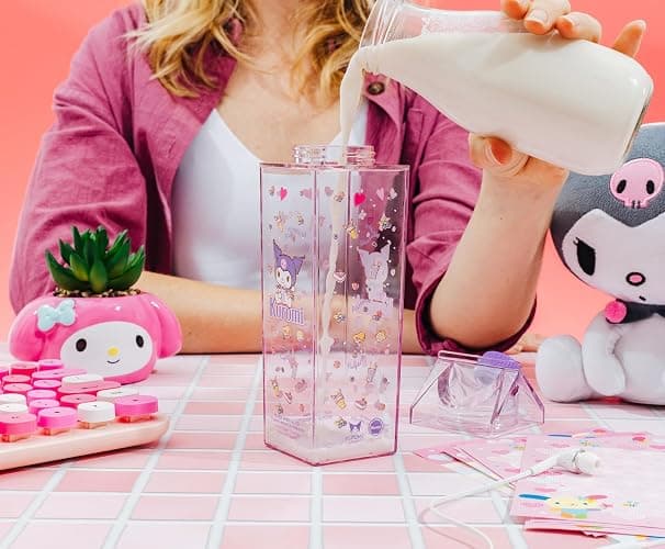 Silver Buffalo Sanrio Hello Kitty and Friends Featuring Kuromi and Raspberries Plastic Purple Milk Carton Pitcher Bottle, 16.2 Ounces thumbnail 7