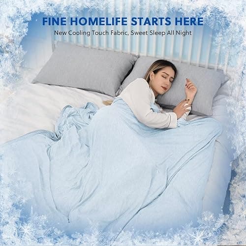 HOMFINE Cooling Blankets for Hot Sleepers - Summer Blanket Thin Lightweight Breathable Soft Double Side Enhanced Cooling for Bed Couch Sofa, Keep Cool for Night Sweats (Light Blue, 50 x 70 inches) thumbnail 7