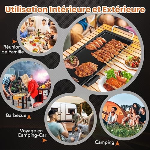 GOPLUS Plancha Électrique XXL 1800W, Thermostat Ajustable, Plancha Grille Table Antiadhésive & Lavable avec Poignée Rembourrée, Grande Capacité pour 8 Personnes, 94 x 25CM thumbnail 8