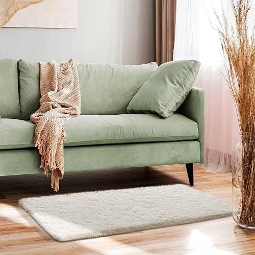 Ophanie Small Ivory Entryway Throw Rugs for Bedroom, 2x4 Mini Area Rug, Affordable Non Slip Fluffy Carpet, Fuzzy Soft Living Room Rugs, Home Decor Aesthetic, Nursery thumbnail 5
