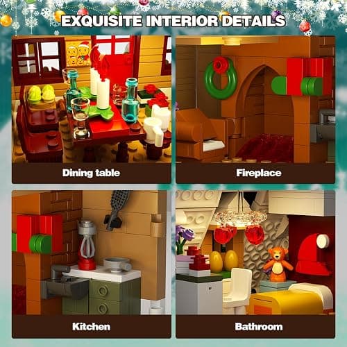 Christmas Gingerbread House Big Building Kit 1111 Pieces Compatible with Lego, Christmas Village House Building Blocks Toy Set Compatible with Lego, Stable Lovely Toy for Families Friends thumbnail 5
