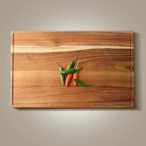 Acacia Wood Cutting Boards for Kitchen, Wooden Chopping Board for Meat, Cheese and Charcuterie Boards with Handles (ExtraThick 1.6"). Premium Quality Butcher Block (Oil bottle & Plate included) thumbnail 8
