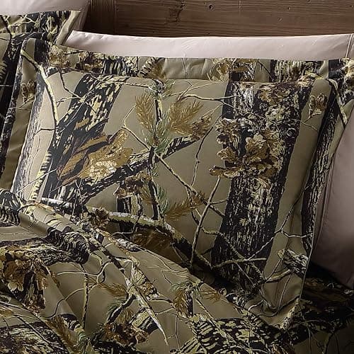 Chezmoi Collection Salem 3-Piece Cabin Lodge Forest Woods Comforter Set - Nature Camo Tree Leaves Printed Soft Microfiber Bedding - Natural, King thumbnail 4