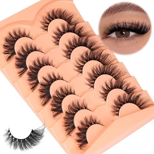 ALICROWN False Eyelashes, 7 Pairs Fluffy Cat Eye, Wispy Strip False Lashes, Mink Lashes, Long Volume, Fake Eyelashes, Cruelty Free, Black thumbnail 3