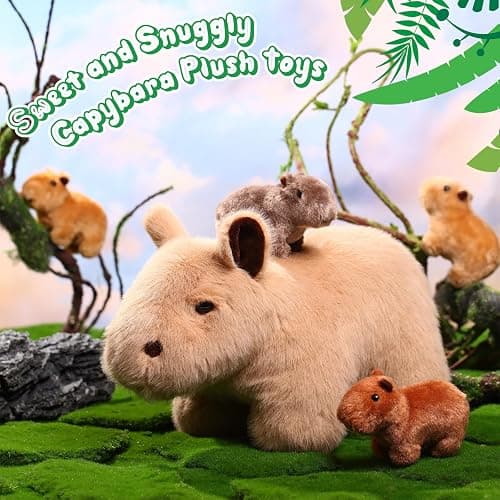 Hollowfly 5 Pcs Capybara Stuffed Animals Capybara Plush Set Gift for Kids Mommy with 4 Cute Babies Inside Soft Stuffed Plushies for Boys Girls Birthday Party Favors(Light Color) thumbnail 5