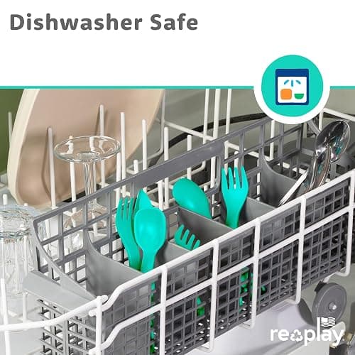 Re-Play Toddler Forks and Spoons Set - 4x4 Utensils Set for Kids - Dishwasher and Microwave Safe - Made in USA - Set of 8-5.8" x 1.2" x 0.2" - Mermaid thumbnail 8